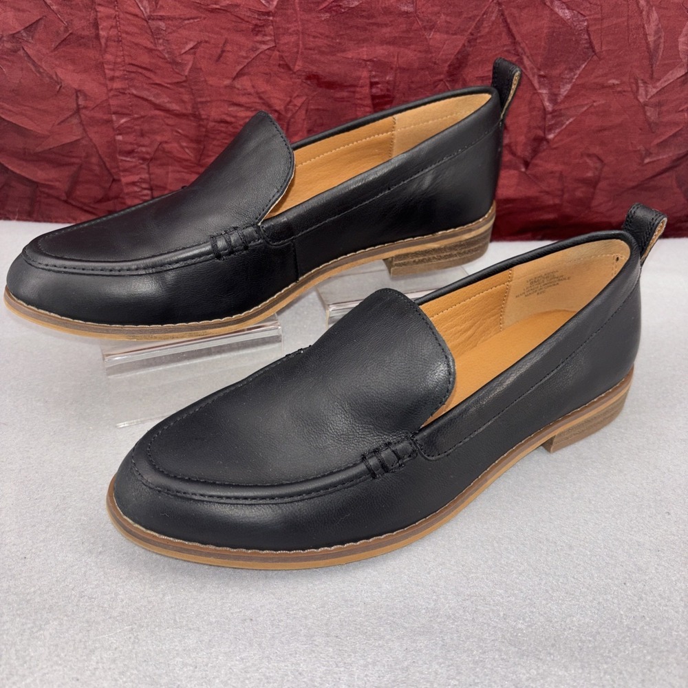 Lucky Brand Erlasida Black Leather Slip On Loafers Women's Shoes Size 6M EUC